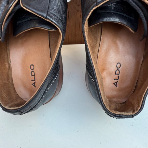 Aldo Mens Black Leather Oxford Shoes Size 10.5 - Picture 9 of 9